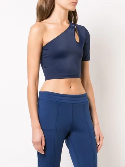 Shop Cushnie Et Ochs One Shoulder Crop Top In Blue