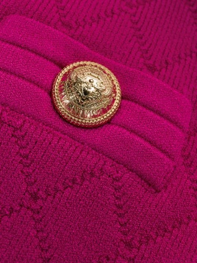 Shop Balmain Cinched Waist Pointelle-knit Dress In Pink