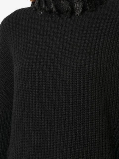 Shop Fendi Faux-fur Neck Cashmere Jumper In Black