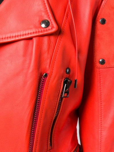 Shop Tom Ford Biker Cropped Jacket In Red