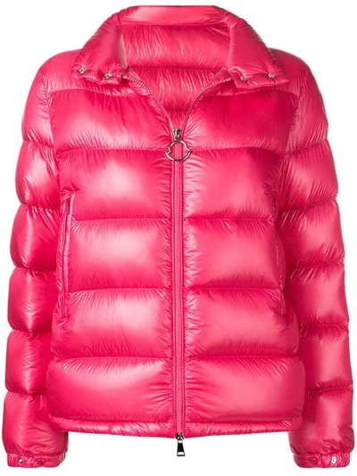 Shop Moncler Logo Puffer Jacket In Pink