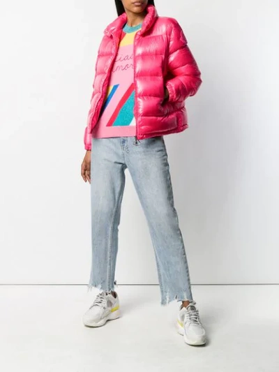 Shop Moncler Logo Puffer Jacket In Pink