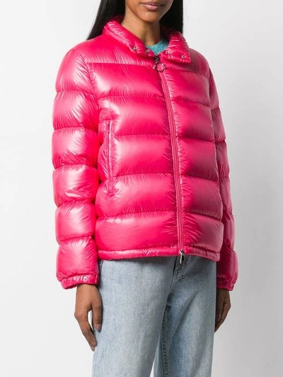 Shop Moncler Logo Puffer Jacket In Pink