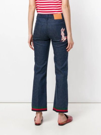 Shop Gucci Bunny Patch Trousers In 4395 Dark Blue/multi