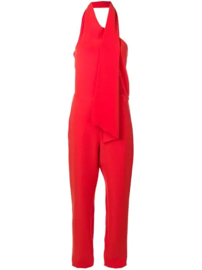 Shop Lanvin Scarf Collar Jumpsuit In Red