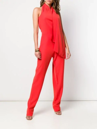 Shop Lanvin Scarf Collar Jumpsuit In Red