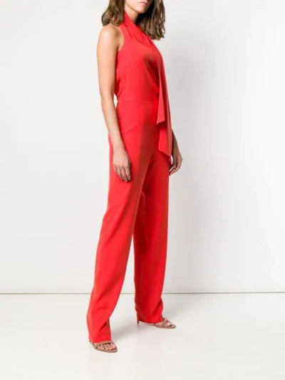 Shop Lanvin Scarf Collar Jumpsuit In Red