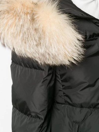 Shop Prada Padded Fur Parka In F0002 Black