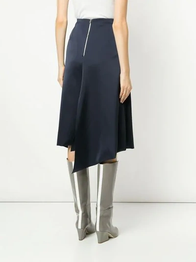 Shop Tibi Asymmetric Draped Skirt In Blue