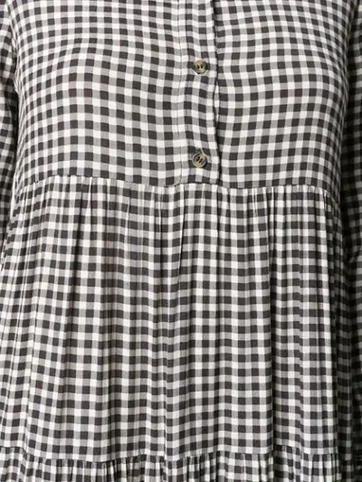 Shop Ganni Checked Shirt Dress In Grey