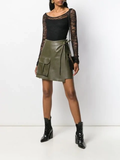 Shop Pinko Long-sleeved Lace Body In Z99 Black