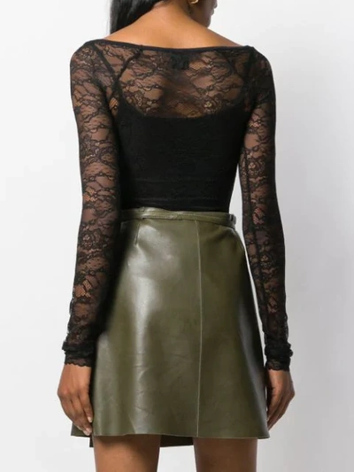 Shop Pinko Long-sleeved Lace Body In Z99 Black