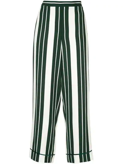 Shop Oscar De La Renta Striped Cropped Trousers In White