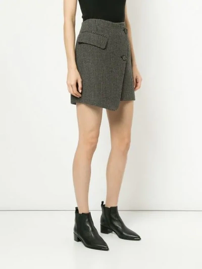 Shop Goen J Houndstooth Asymmetric Wrap Skirt In Grey