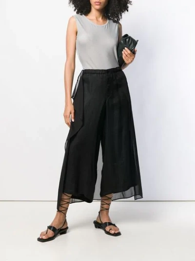 YOHJI YAMAMOTO LAYERED CROPPED TROUSERS - 黑色