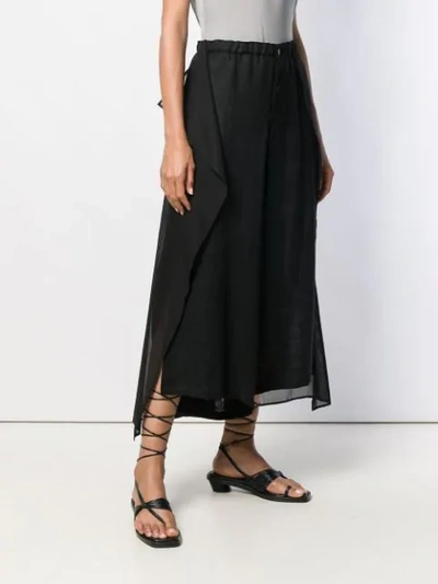 YOHJI YAMAMOTO LAYERED CROPPED TROUSERS - 黑色