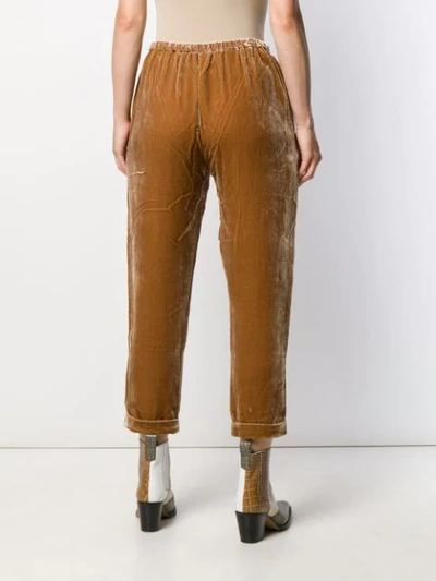 Shop Mes Demoiselles Textured Cropped Trousers In Brown