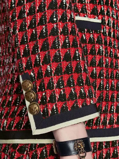 Shop Gucci Geometric Tweed Jacket In Red