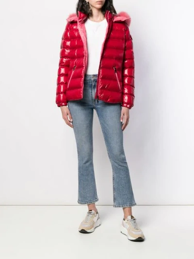 Shop Moncler Padded Trimmed Jacket In Red