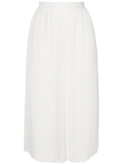 Shop Nina Ricci Pleated Midi Skirt In White