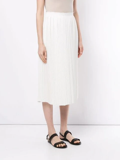 Shop Nina Ricci Pleated Midi Skirt In White