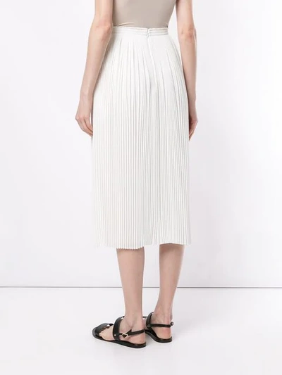 Shop Nina Ricci Pleated Midi Skirt In White