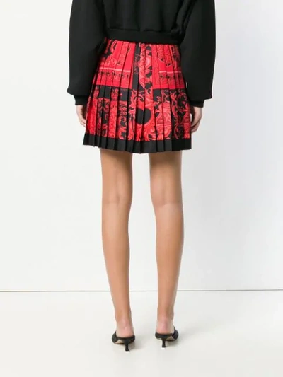 Shop Versace Baroque-print Pleated Skirt - Red