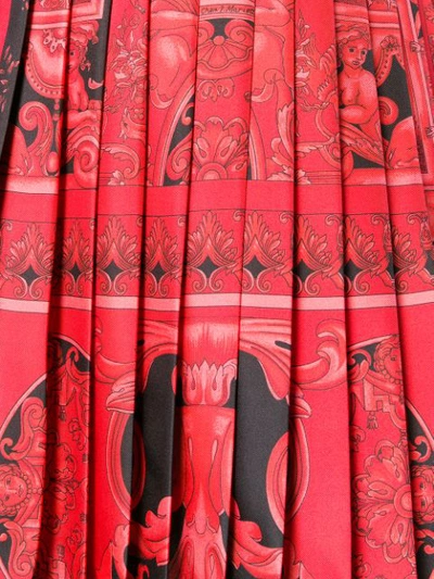 Shop Versace Baroque-print Pleated Skirt - Red