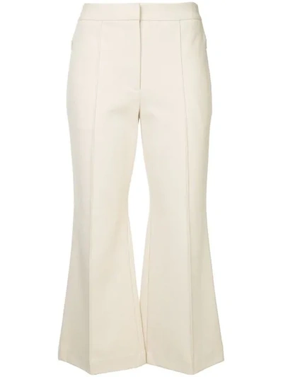 Shop Tibi Jane Cropped Bootcut Trousers In Neutrals