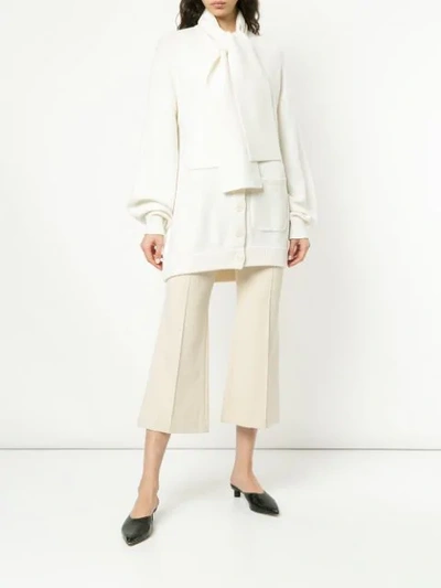 Tibi Jane Cropped Bootcut Trousers In Neutrals