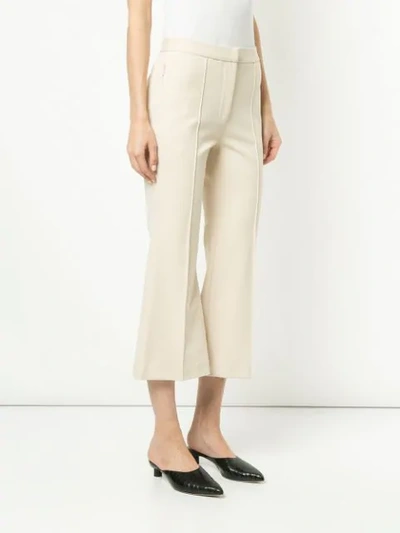 Shop Tibi Jane Cropped Bootcut Trousers In Neutrals