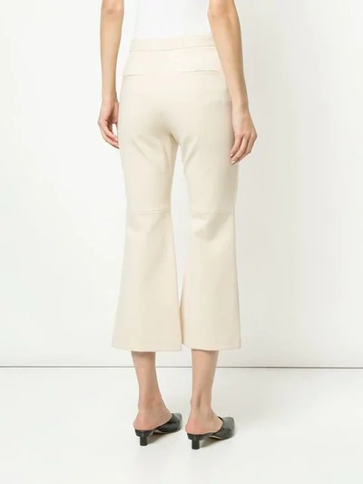 Tibi Jane Cropped Bootcut Trousers In Neutrals