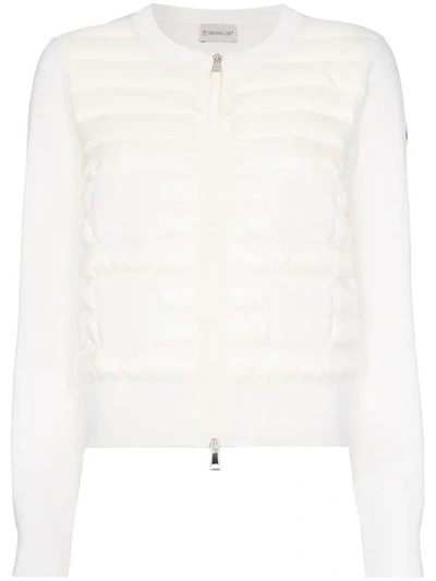 Shop Moncler Maglia Tricot Padded Bomber Jacket In 002  Bianco