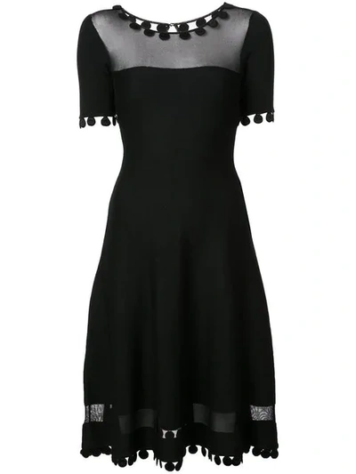 Shop Oscar De La Renta Paneled Knit Dress In Black