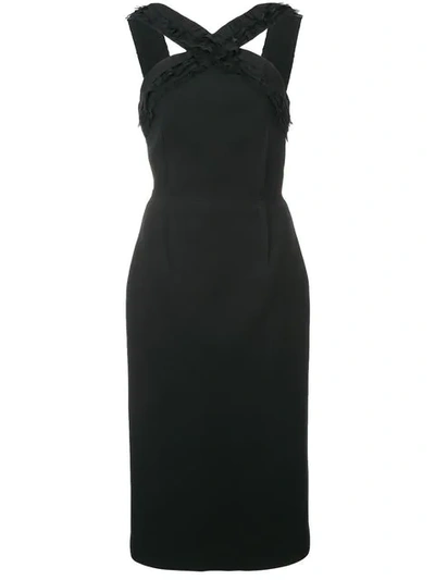 Shop Jason Wu Collection Ruched Halterneck Dress In Black