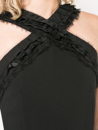Shop Jason Wu Collection Ruched Halterneck Dress In Black