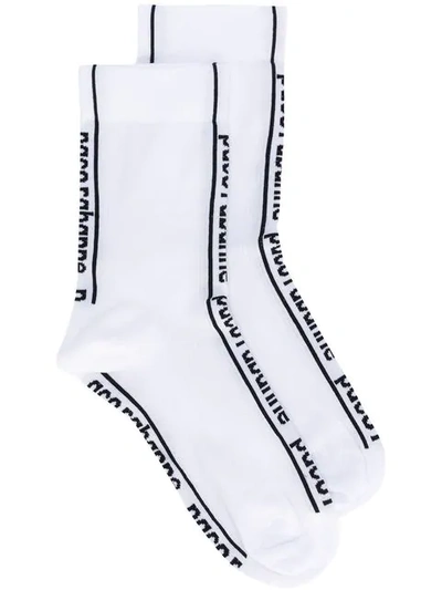 Shop Rabanne Paco  Logo Socks - White