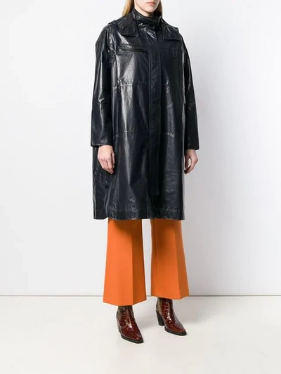 Shop Yves Salomon Oversized Leather Parka In Blue