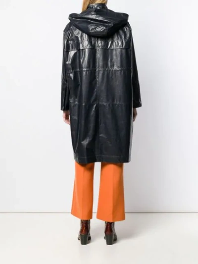 Shop Yves Salomon Oversized Leather Parka In Blue