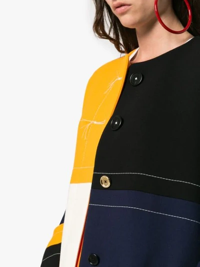 Shop Marni Multicoloured Cocoon Patchwork Coat In Yellow