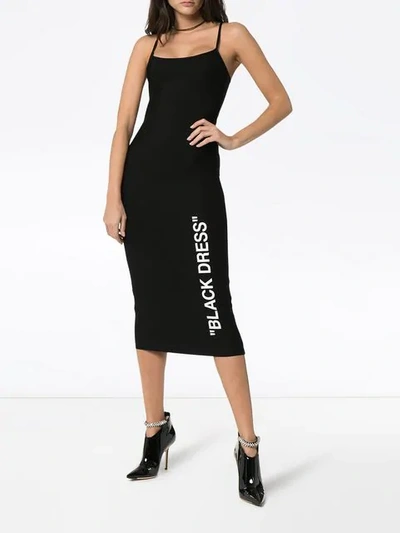 Shop Off-white Sleeveless Bodycon Midi Dress In 1001 Black