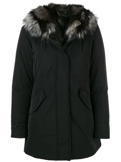 Shop Woolrich Fur Trim Hood Parka In Black