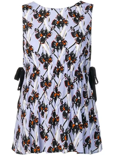 Shop Dorothee Schumacher Orchid Print Tiered Top In Blue