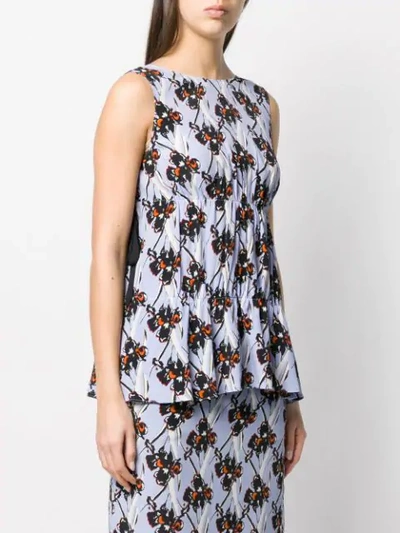 Shop Dorothee Schumacher Orchid Print Tiered Top In Blue