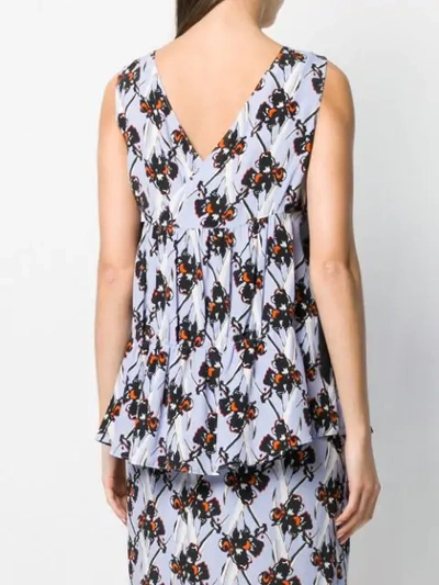 Shop Dorothee Schumacher Orchid Print Tiered Top In Blue