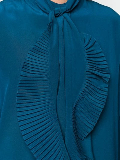 Shop Givenchy Pleated Scarf Shirt Dress In Blue