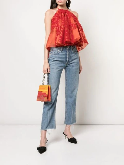 Shop Rosie Assoulin Pleated Blouse In Orange