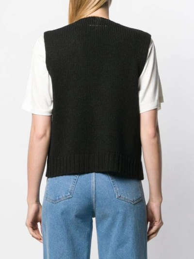 Shop Mm6 Maison Margiela Knitted Vest Top In Black