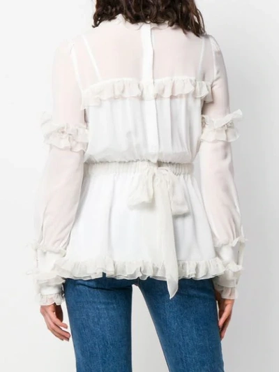 Shop Dolce & Gabbana Ruffled Lace Blouse In White