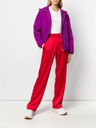Shop Moncler Logo Patch Windbreaker Jacket In Purple